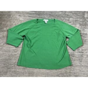 Sag Harbor Top Womens XL Green 3/4 Sleeve‎ Rayon Blend Stretch Casual